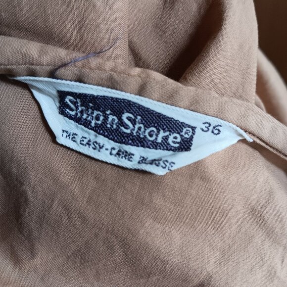 Vintage Women's Medium Blouse 1950's Shipn Shore Beige Button-Up Embroidered MCM - Picture 6 of 6